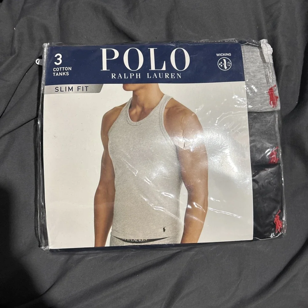 3 Polo Ralph Lauren Tanks Mens Small T-Shirts Undershirts Slim Fit 100% Cotton